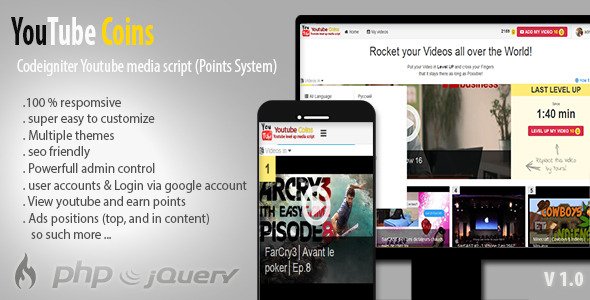 YouTuYouTube Coins – Media Script and Points System v.1.2be-Coins-Media-Script-and-Points-System-v.1.2
